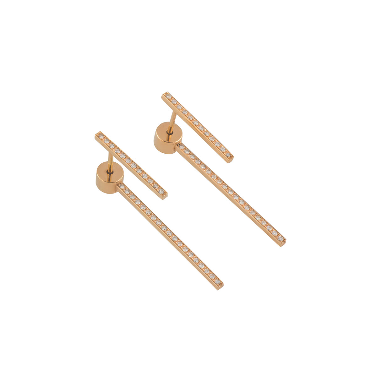 Rose Gold Diamond Bar Earrings | Rich Diamonds